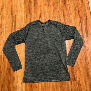 lululemon athletica Men's Long Sleeve Heathered Henley - Dark Green